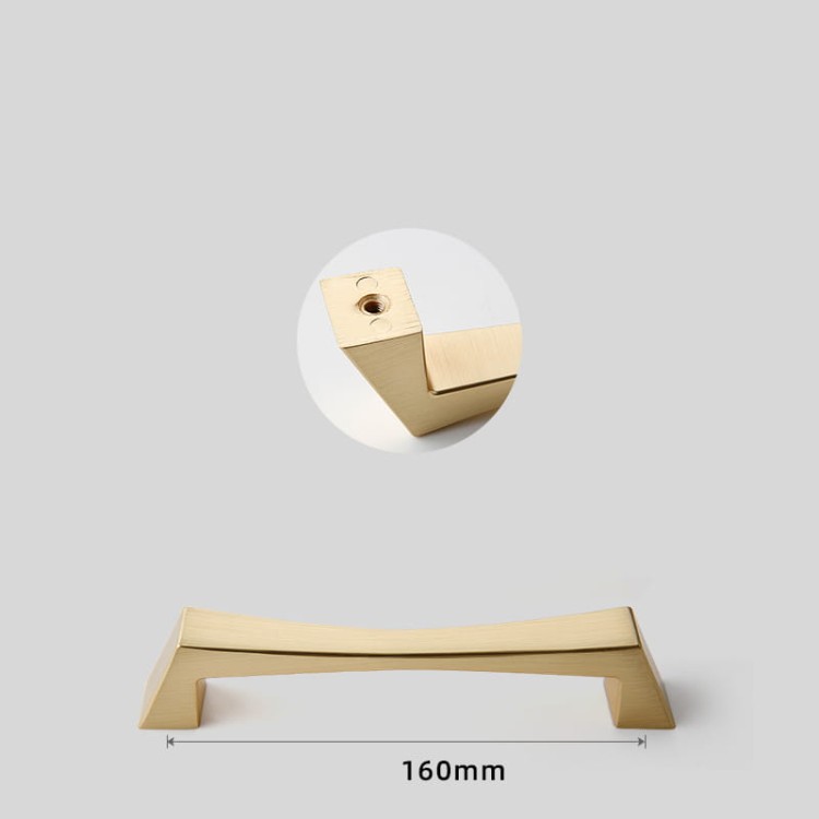 Möbelgriff Peral – moderner eleganter Griff in gebürstetem Gold, Gold, Schwarz, Perlgrau und gebürstetem Nickel. Größen 128–320 mm, ideal für Küchen- und Badmöbel, Schränke und Schubladen.
