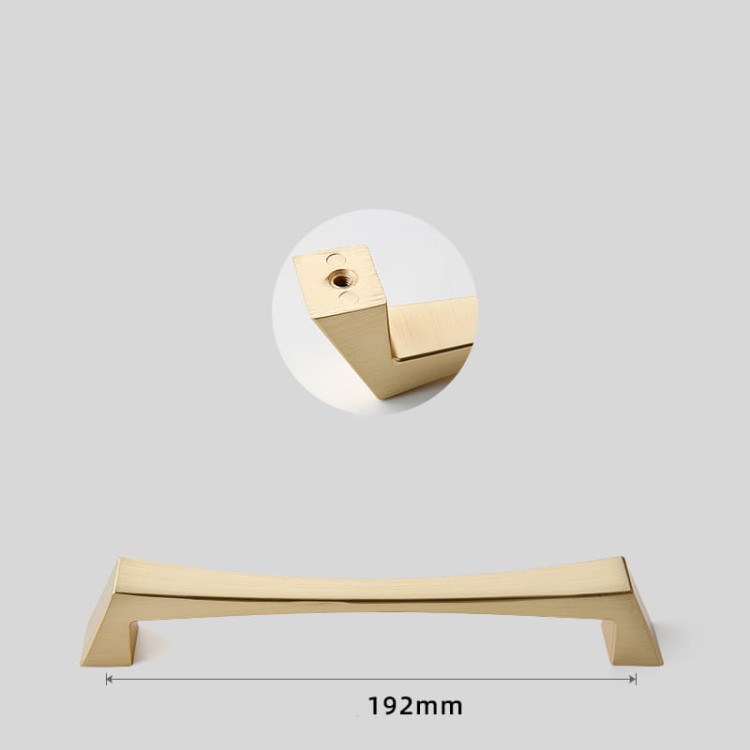 Möbelgriff Peral – moderner eleganter Griff in gebürstetem Gold, Gold, Schwarz, Perlgrau und gebürstetem Nickel. Größen 128–320 mm, ideal für Küchen- und Badmöbel, Schränke und Schubladen.