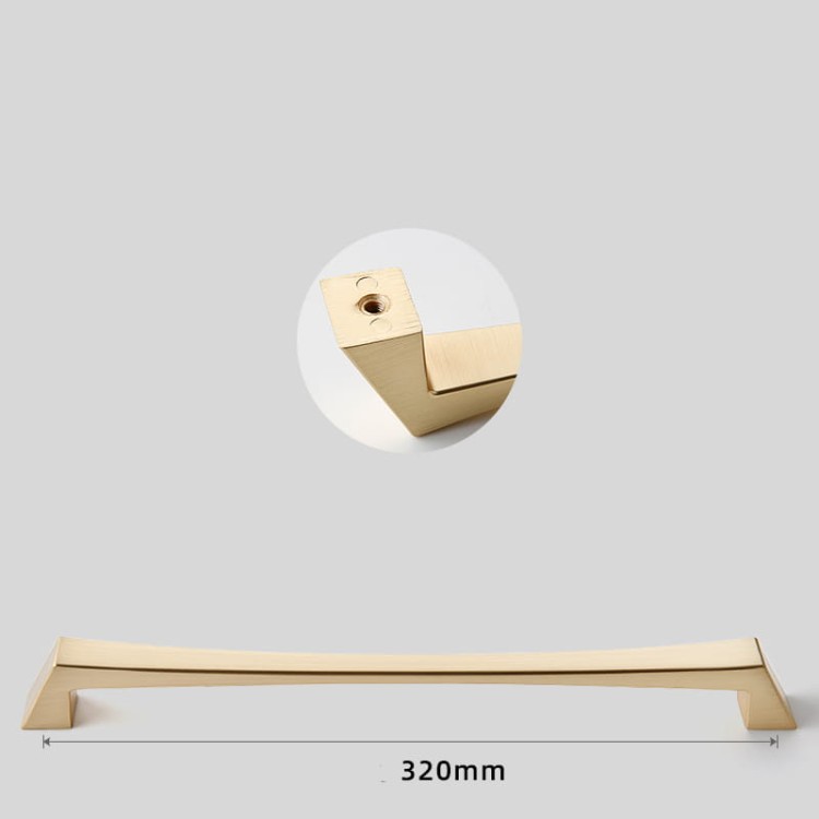 Möbelgriff Peral – moderner eleganter Griff in gebürstetem Gold, Gold, Schwarz, Perlgrau und gebürstetem Nickel. Größen 128–320 mm, ideal für Küchen- und Badmöbel, Schränke und Schubladen.