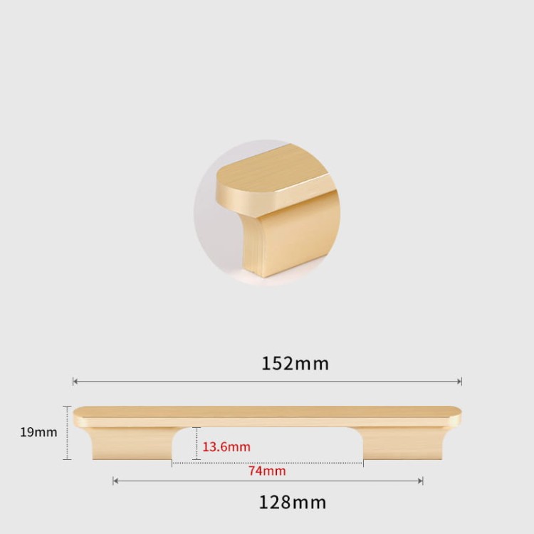 Möbelgriff Novo – klassischer Aufsatzgriff in Schwarz oder gebürstetem Gold, Größen 96–768 mm. Im modernen Glamour-Stil, für Küchenschränke, Kommoden und Schreibtische – egriffe.at