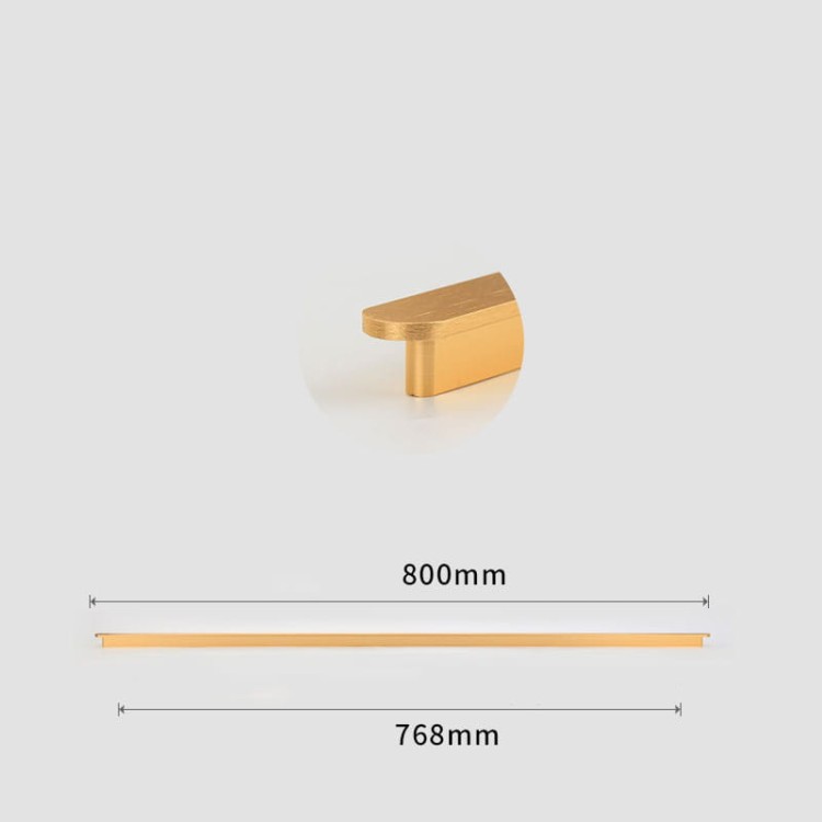 Möbelgriff Terra – moderner minimalistischer Griff in Gold oder gebürstetem Grau. Größen 96, 128, 192, 320, 768 und 960 mm. Für Küchen- und Badschränke sowie Schubladen – egriffe.at