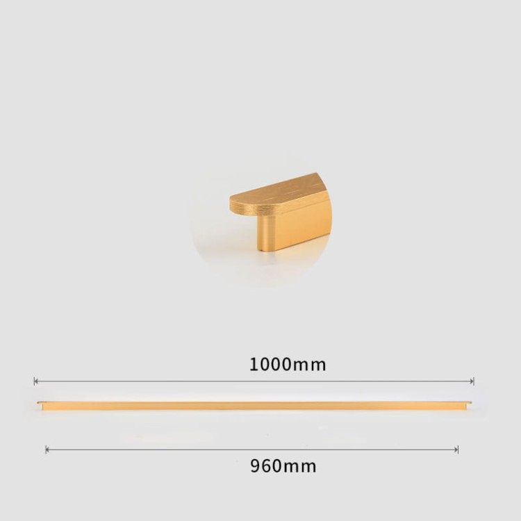 Möbelgriff Terra – moderner minimalistischer Griff in Gold oder gebürstetem Grau. Größen 96, 128, 192, 320, 768 und 960 mm. Für Küchen- und Badschränke sowie Schubladen – egriffe.at