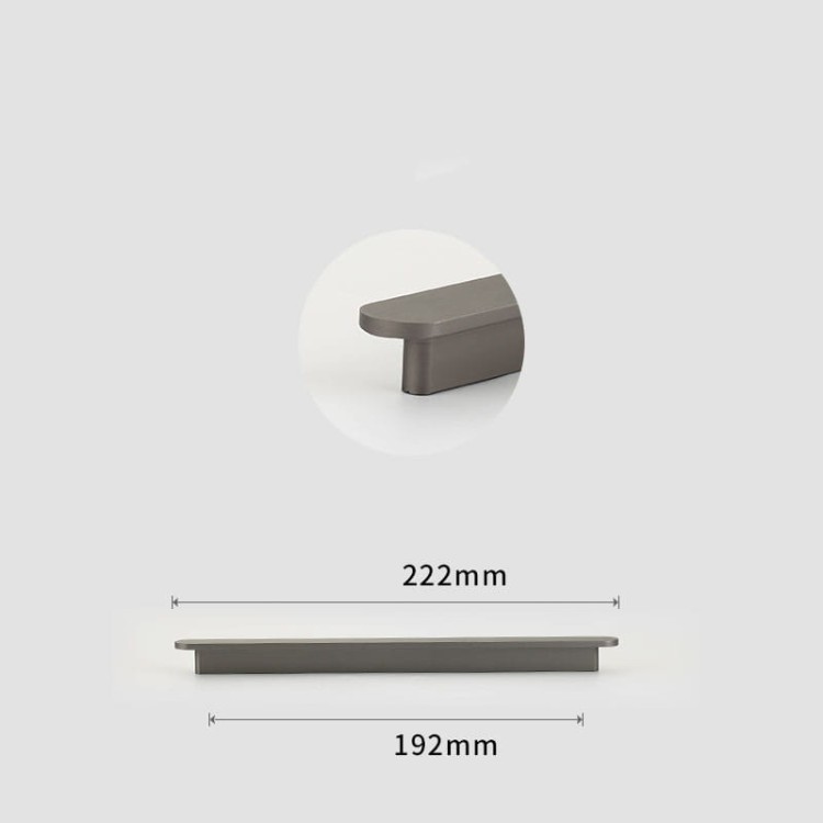 Möbelgriff Terra – moderner minimalistischer Griff in Gold oder gebürstetem Grau. Größen 96, 128, 192, 320, 768 und 960 mm. Für Küchen- und Badschränke sowie Schubladen – egriffe.at