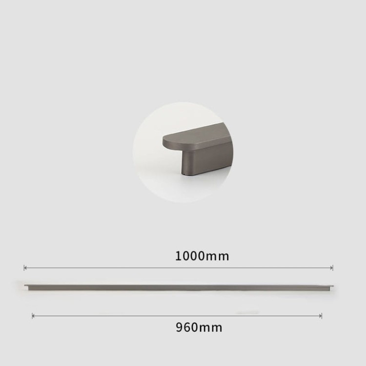 Möbelgriff Terra – moderner minimalistischer Griff in Gold oder gebürstetem Grau. Größen 96, 128, 192, 320, 768 und 960 mm. Für Küchen- und Badschränke sowie Schubladen – egriffe.at