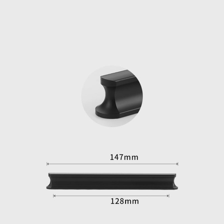 Möbelgriff Tonta – moderner Griff in Schwarz oder Grau, erhältlich in 96, 128, 160, 320, 576 und 960 mm. Für Küchen, Schränke, Schubladen, Kommoden, Bad- und Büromöbel – egriffe.at