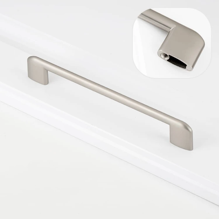Länglicher Sabalo-Möbelgriff aus gebürstetem Nickel für Küchenmöbel, 160 mm