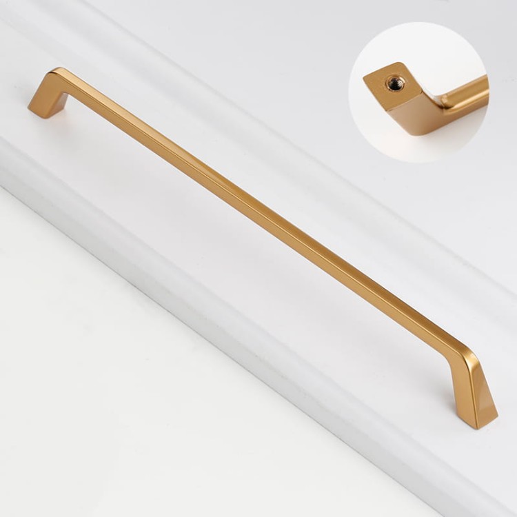 Długi złoty szczotkowany uchwyt meblowy Amarito do pojemnych szaf i szuflad 320 mm
