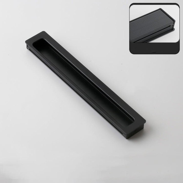 Czarny uchwyt meblowy wpuszczany Olivos o długości 200 mm