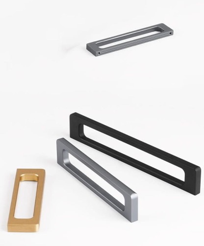 Möbelgriff Barra – moderner durchbrochener Griff in gebürstetem Kaffeegold, Grau und Schwarz. Größen 96, 128 und 160 mm, für Küchen- und Badmöbel, Schränke und Kommoden – egriffe.at
