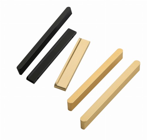 Uchwyt meblowy Avalos prosty liniowy czarny / złoty szczotkowany – nowoczesny, dostępne rozmiary 96 mm, 128 mm, 160 mm, 320 mm, 546 mm, 960 mm. sklep euchwyty.pl