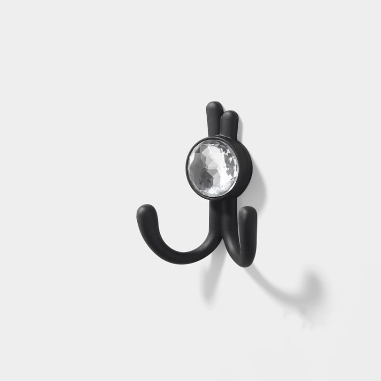 Wandhaken Rosa mit Doppelhaken und dekorativen diamantartigen Enden. Elegant, feuchtigkeitsbeständig, in vielen Gold-, Schwarz-, Silber- und Grautönen erhältlich – für Zuhause und gewerbliche Innenräume.