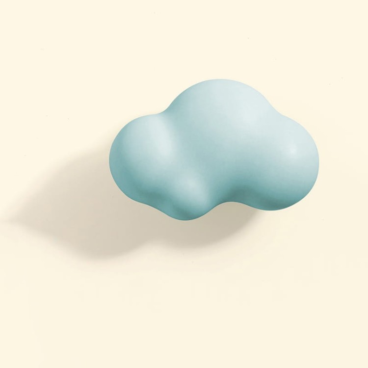 Kindermöbelgriff Cloud in Form einer pastellfarbenen Wolke, ideal für Kinderzimmer, Kindergarten oder Krippe. Farben: Rosa, Grün, Blau und Weiß. Weiche, sichere Kanten und kindlicher skandinavischer Stil.