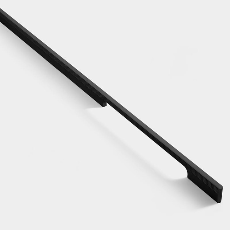 Möbelgriff Pomo – moderner länglicher Griff für Küchenmöbel, Schränke und Schubladen. Farben: Schwarz, Champagnergold und Grau. Größen: Knopf, 192, 320 und 800 mm.