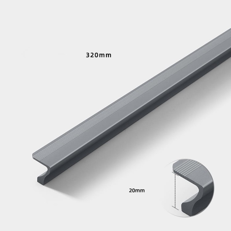 Möbelgriff Morro aus Aluminium in Mattschwarz, Grau und Champagnergold. Größen 96, 128, 192 und 320 mm. Moderner, loftiger, industrieller und minimalistischer Stil – für Küche, Bad, Schränke und Kommoden.