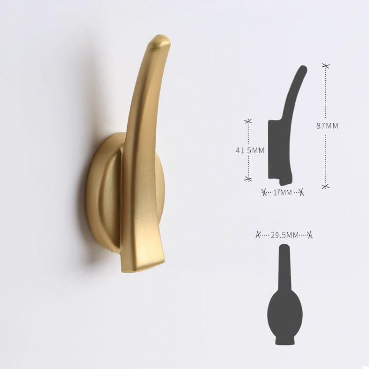 Wandhaken Diego – minimalistisch und robust, einfache Montage mit Schrauben im Set. Ideal für Küche, Bad, Flur und Büro. Farben: Gold, gebürstetes Gold, Schwarz, Perlgrau, Nickel, gebürstetes Braun und Braun-Kupfer.