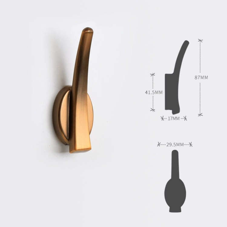 Wandhaken Diego – minimalistisch und robust, einfache Montage mit Schrauben im Set. Ideal für Küche, Bad, Flur und Büro. Farben: Gold, gebürstetes Gold, Schwarz, Perlgrau, Nickel, gebürstetes Braun und Braun-Kupfer.